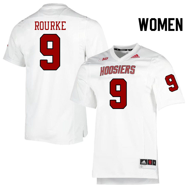 Women #9 Kurtis Rourke Indiana Hoosiers College Football Jerseys Stitched-Retro White